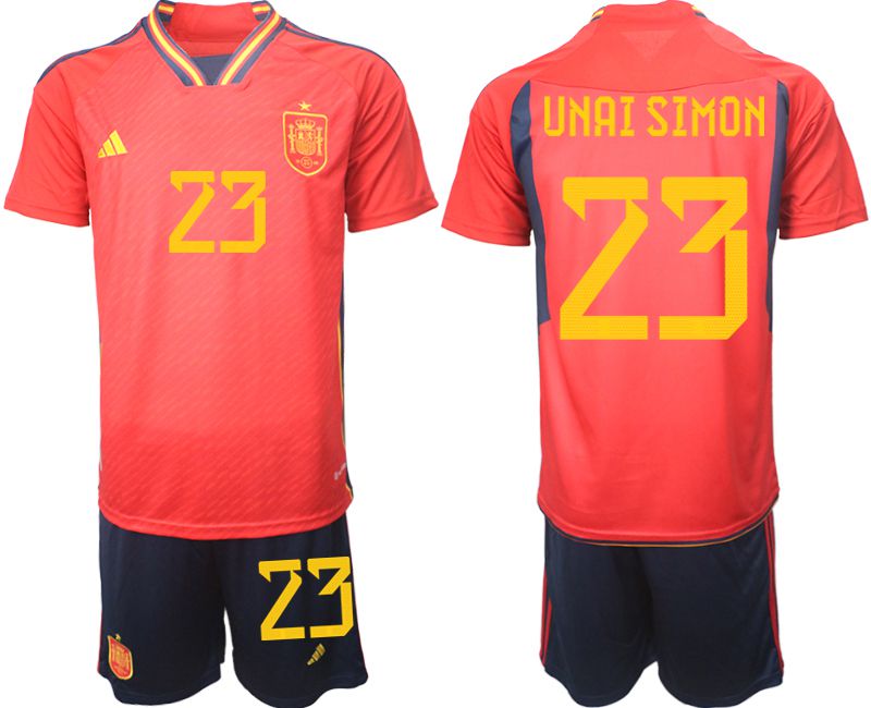 Men 2022 World Cup National Team Spain home red #23 Soccer Jerseys